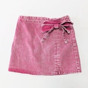 SHEIN Girls Pink Denim Skirt with Bow